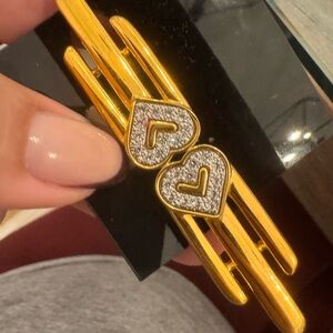 Vintage Monet Stamped Gold and Silver Heart Pendant